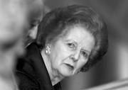 La ex primera ministra británica Margaret Thatcher durante una conferencia del Partido Conservador en Bournemouth, Reino Unido. (archivo, octubre de 2000)