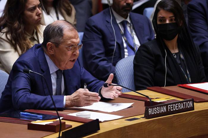 Serguéi Lavrov, ministro de Relaciones Exteriores de Rusia en el Consejo de Seguridad de las Naciones Unidas, en Nueva York (22.09.2022). · Foto: Justin Lane, Efe