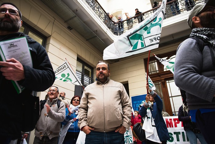José Lorenzo López, en la sede del Instituto del Niño y Adolescente del Uruguay, cuando el sindicato ocupó la sede del organismo.  · Foto: Andrés Cuenca