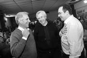Tabaré Vazquez, Danilo Astori y José Carlos Mahía ayer en el festejo por el 19º aniversario de Asamblea Uruguay, en el club Juventud, en Las Piedras, Canelones./Foto: Nicolás Celaya