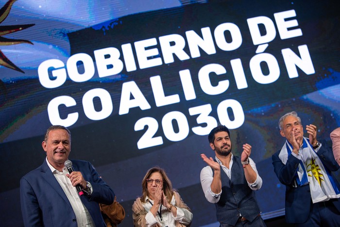 Álvaro Delgado, en el acto de la coalición republicana en la Plaza Varela. · Foto: Gianni Schiaffarino