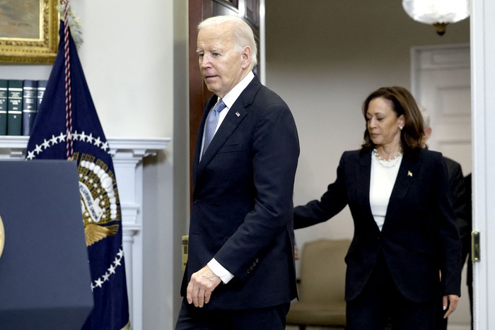 Joe Biden y Kamala Harris el 14 de julio en la Casa Blanca en Washington, DC. · Foto: Kevin Dietsch / Getty Images / AFP
