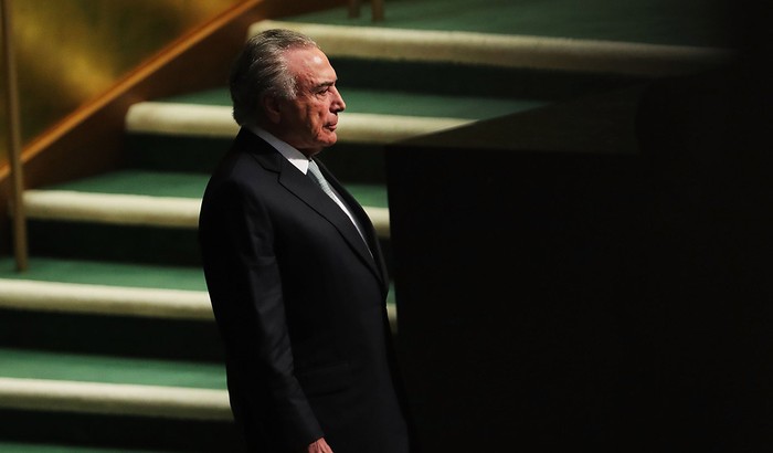 El presidente de Brasil Michel Temer, previo a dar su discurso en la Asamblea General de Naciones Unidas. Foto: Spence Platt, Getty Images, Afp
