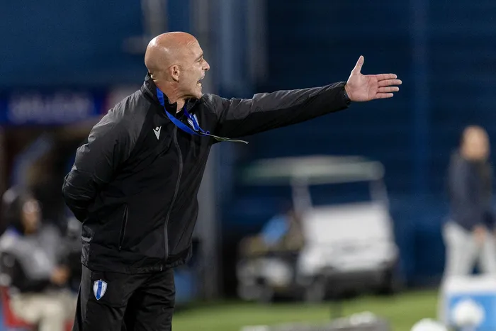 Sebastián Méndez, durante el encuentro entre Juventud e Independiente Medellín, el 5 de marzo en el estadio Gran Parque Central. · Foto: Rodrigo Viera Amaral
