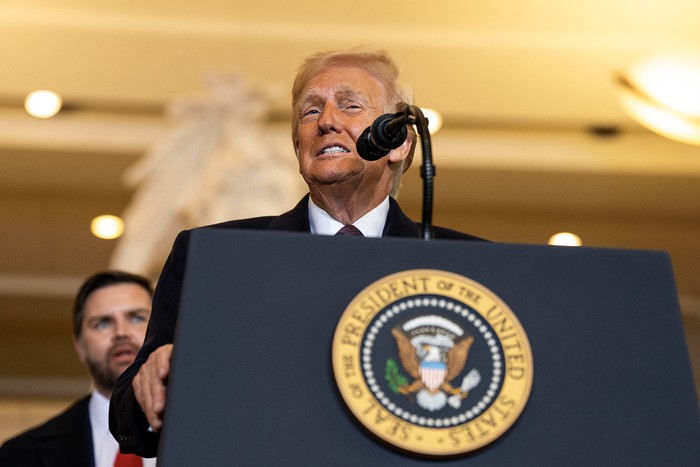 Donald Trump, el 20 de enero, durante las ceremonias de inauguración en el Capitolio, en Washington. Foto: Greg Nash, pool, AFP.