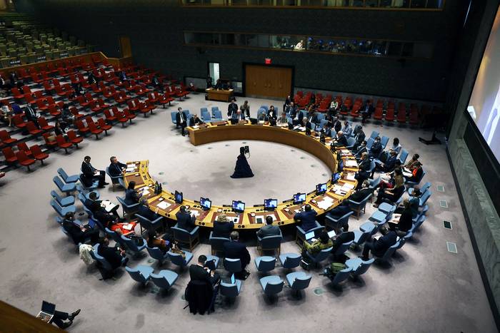 Reunión del Consejo de Seguridad de la ONU para tratar la situación en la planta de energía nuclear de Zaporiyia, en Ucrania, en la sede de las Naciones Unidas, en Nueva York (06.09.2022). · Foto: Spencer Platt, Getty Images, AFP