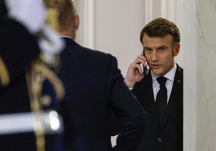 Emmanuel Macron, el 5 de marzo, en el Palacio Presidencial del Elíseo, en París. · Foto: Ludovic Marin, AFP