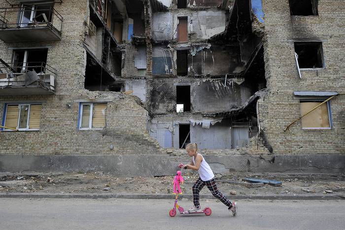 Horenka, pueblo ucraniano cercano a la ciudad de Kiev, el 4 de junio de 2022. · Foto: Sergei Chuzavkov, AFP