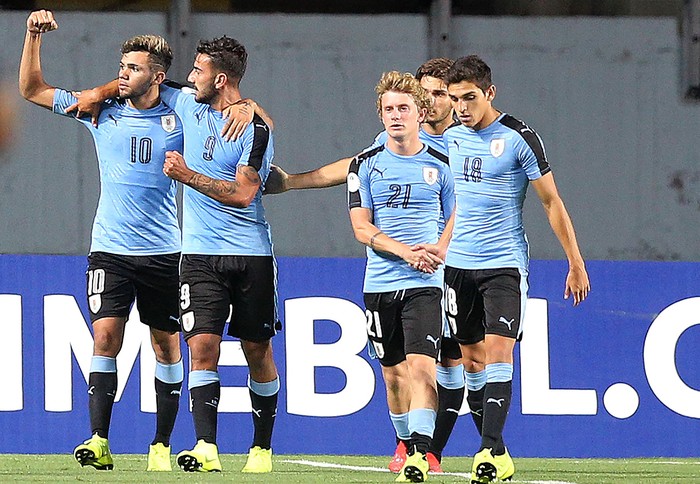 Jugadores de Uruguay, durante el Sudamericano sub 20, en Rancagua, Chile. (Archivo: febrero 2019) · Foto: Claudio Reyes
