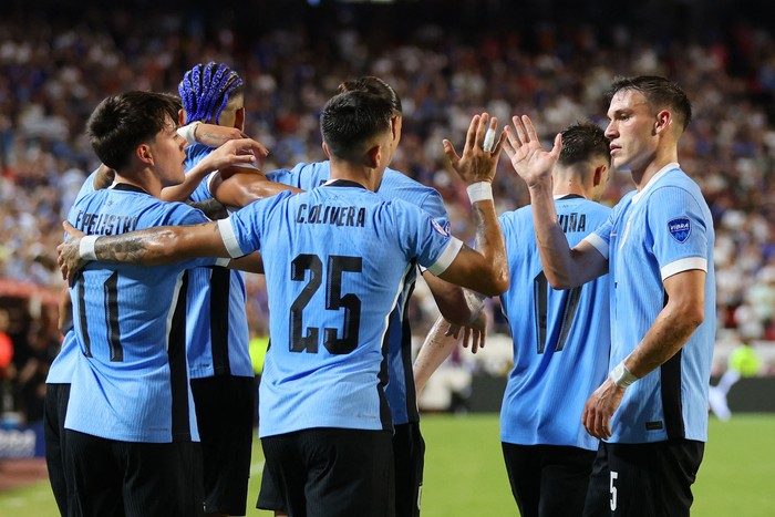 Jugadores de Uruguay, el 1º de julio, en Kansas City. · Foto: Michael Reaves, Getty Images, AFP