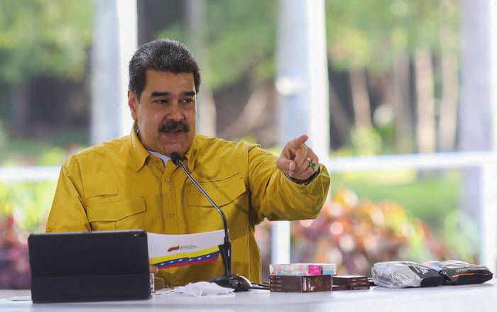 Nicolás Maduro, durante un mensaje televisado en el Palacio Presidencial de Miraflores, en Caracas, el 21 de julio. · Foto: Miraflores, AFP, s/d de autor
