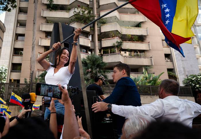 María Corina Machado, líder de la oposición venezolana, el 23 de enero, en Caracas. · Foto: Gabriela Oraá, AFP
