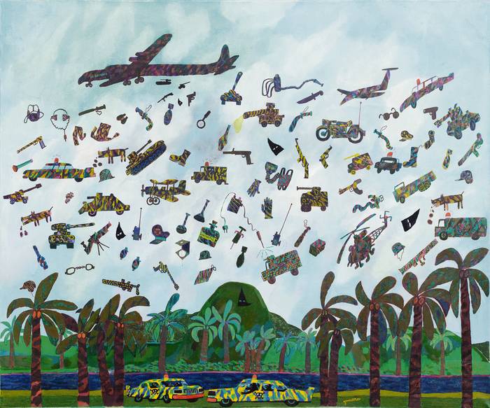_Progreso de una ayuda_ (1969). Óleo sobre papel marouflé sobre tela. 161 x 195 cm. · Ilustración: José Gamarra
